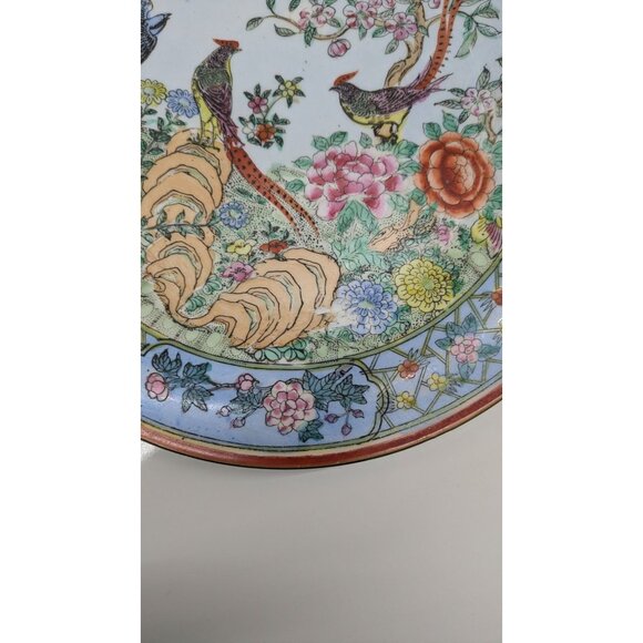 Nora Fenton Exotic Birds Plate 10.25 Hand Painted Floral Macau Porcelain Vintage - Picture 5 of 13